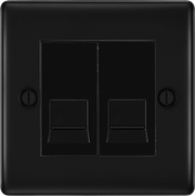 BG Electrical Nexus Metal Matt Black - Double telephone socket, master