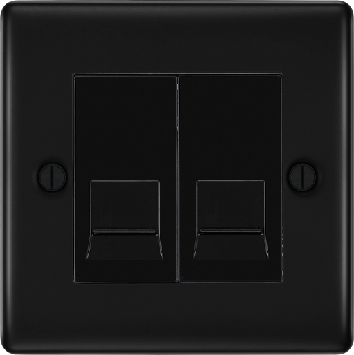 BG Electrical Nexus Metal Matt Black - Double telephone socket, master