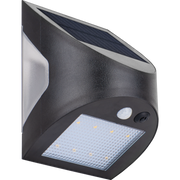 Luceco Prysm Wall Light - Prysm Decorative Outdoor Solar Wall Light with PIR Motion Sensor and USB Charging Port, LED Exterior Lighting, Black, IP54, 6W, 600lm, 4000K