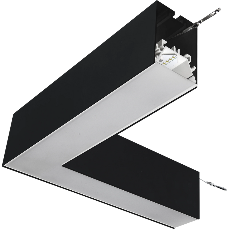 Luceco Contour Suspended - Contour 314mm suspended 90° connector module 600lumens with fixed output driver finished in black