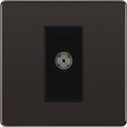 BG Electrical Flatplate Screwless Black Nickel - Single isolated, co-axial