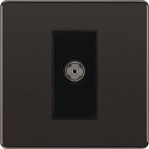 BG Electrical Flatplate Screwless Black Nickel - Single isolated, co-axial