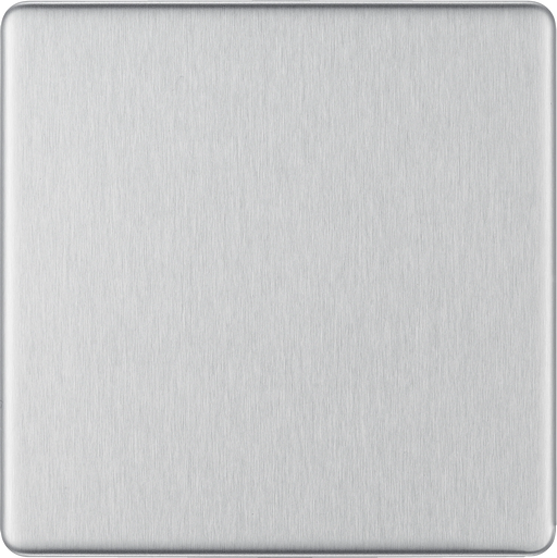 BG Electrical Flatplate Screwless Brushed Steel - Single, blank plate