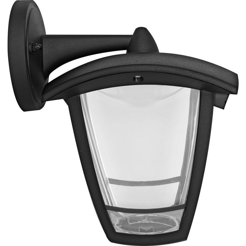 Luceco Coach Lantern - Exterior LED Coach Lantern 4 Panel Top Arm 640lm 8w 4000k Ip44 Black Non-pir