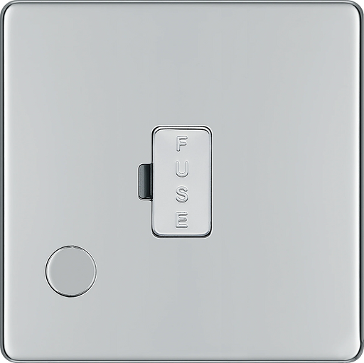 BG Electrical Flatplate Screwless Polished Chrome - Unswitched and fused with flex outlet