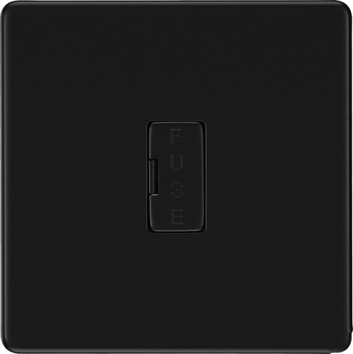 BG Electrical Flatplate Screwless Matt Black - Unswitched and fused