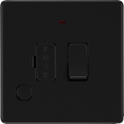 BG Electrical Flatplate Screwless Matt Black - Switched and fused with indicator and flex outlet