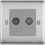 BG Electrical Nexus Metal Brushed Steel - Double, co-axial