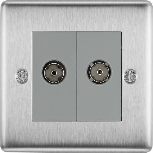 BG Electrical Nexus Metal Brushed Steel - Double, co-axial