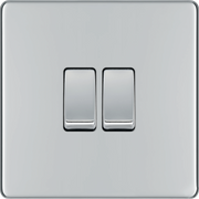 BG Electrical Flatplate Screwless Polished Chrome - Double, 2 way switch