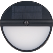 Luceco Ext Residential - Carina Decorative Round Eyelid Outdoor Solar Bulkhead Wall Light with PIR Motion Sensor, LED Exterior Lighting, Black, IP54, 5W, 500lm, 4000K