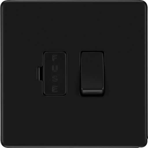 BG Electrical Flatplate Screwless Matt Black - Switched and fused
