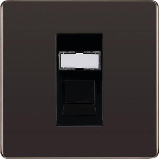 BG Electrical Flatplate Screwless Black Nickel - Single, RJ45 data socket