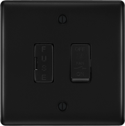 BG Electrical Nexus Metal Matt Black - 3 pole fan isolator, fused
