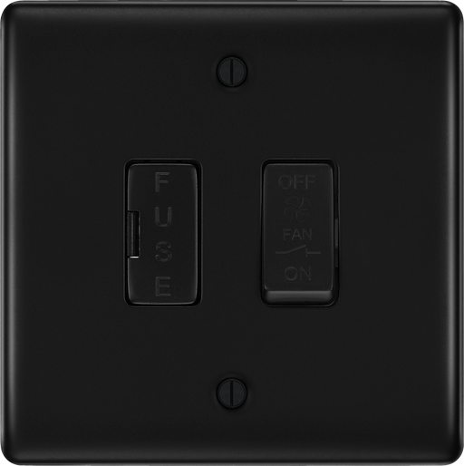 BG Electrical Nexus Metal Matt Black - 3 pole fan isolator, fused