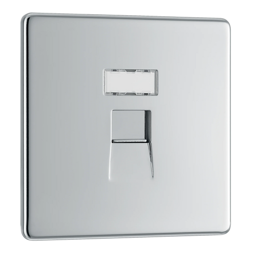BG Electrical Flatplate Screwless Polished Chrome - Single, RJ45 data socket