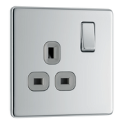 BG Electrical Flatplate Screwless Polished Chrome - Single switched, double pole