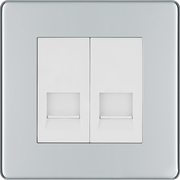 BG Electrical Flatplate Screwless Polished Chrome - Double, telephone socket, master