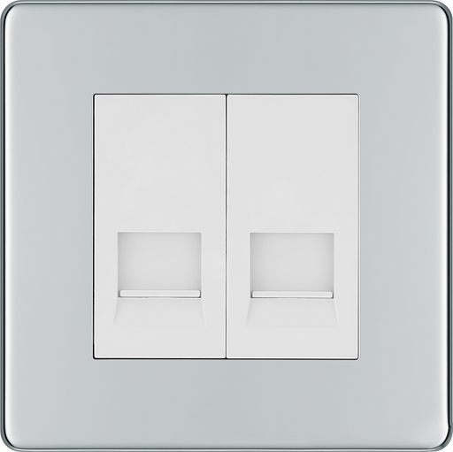 BG Electrical Flatplate Screwless Polished Chrome - Double, telephone socket, master