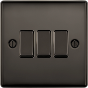 BG Electrical Nexus Metal Black Nickel - Triple, 2 way switch