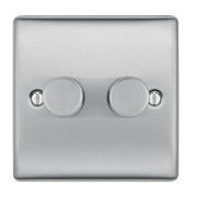 BG Electrical Nexus Metal Brushed Steel - Double, 2 way push 200W