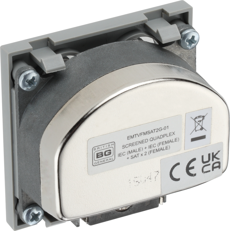 BG Electrical Euro Module - TV radio and dual satellite module - TV IEC male, radio IEC female, dual satellite female