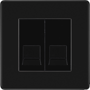 BG Electrical Flatplate Screwless Matt Black - Double telephone socket, master