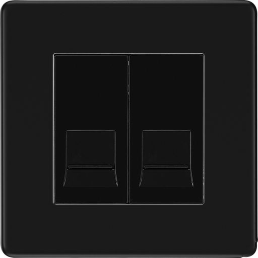 BG Electrical Flatplate Screwless Matt Black - Double telephone socket, master