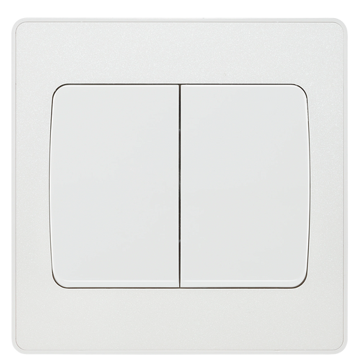 BG Electrical Evolve Pearlescent White - Double, 2 way switch, wide rocker