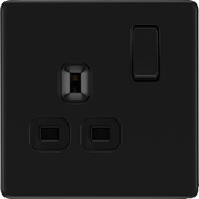 BG Electrical Flatplate Screwless Matt Black - Single switched, double pole