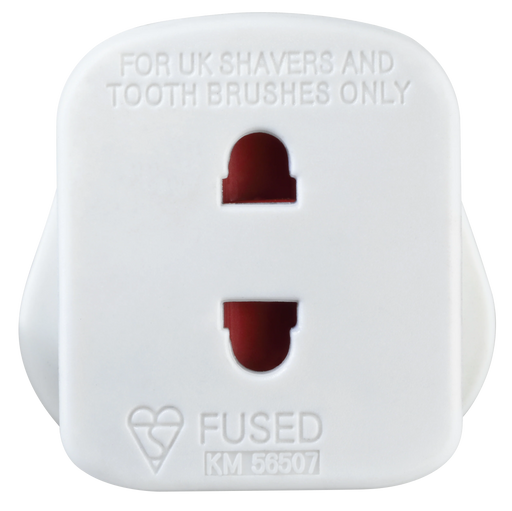 Masterplug Basic - Shaver Adaptor, 1A, White
