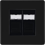 BG Electrical Flatplate Screwless Matt Black - Double, RJ45 telephone socket