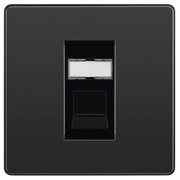 BG Electrical Evolve Black Chrome - Single, RJ45 telephone socket