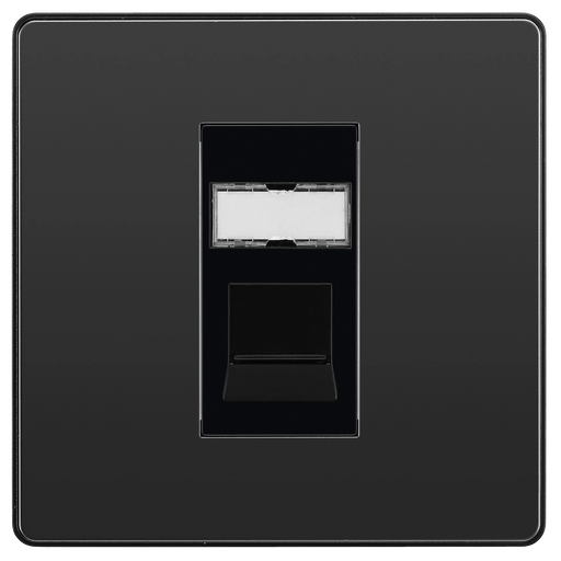 BG Electrical Evolve Black Chrome - Single, RJ45 telephone socket
