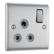 BG Electrical Nexus Metal Brushed Steel - 15A, single, switched, round pin