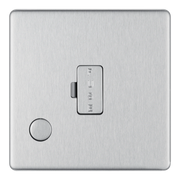 BG Electrical Flatplate Screwless Brushed Steel - Unswitched and fused with flex outlet