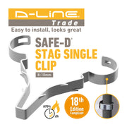 D-Line Fire Clip - Safe-D Stag-Clip for 1x 8-10mm φ cable. Single, Galv. - Pack of 50
