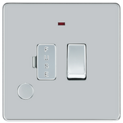 BG Electrical Flatplate Screwless Polished Chrome - Switched and fused with indicator and flex outlet