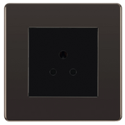 BG Electrical Flatplate Screwless Black Nickel - 2A single, unswitched, round pin