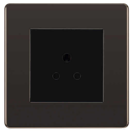 BG Electrical Flatplate Screwless Black Nickel - 2A single, unswitched, round pin