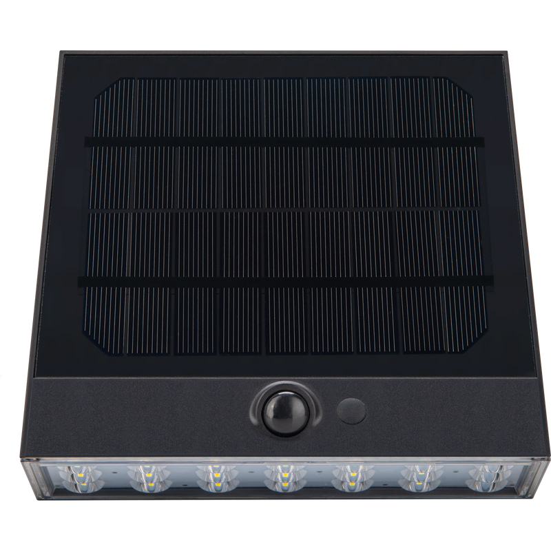 Luceco Slate Grey Wall Lights - Stealth Decorative Outdoor Solar Wall Wash Light with PIR Motion Sensor, LED Exterior Lighting, Slate Grey, IP54, 7W, 1000lm, 3000K
