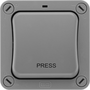 BG Electrical Weatherproof Storm - Single, 2 way retractive, printed 'PRESS', IP66