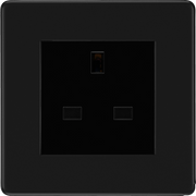 BG Electrical Flatplate Screwless Matt Black - Single unswitched