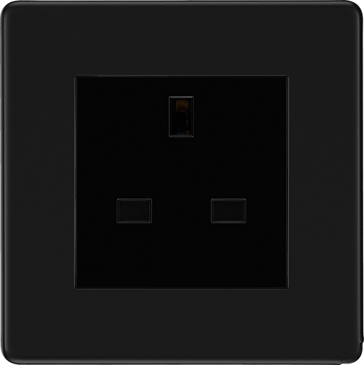 BG Electrical Flatplate Screwless Matt Black - Single unswitched