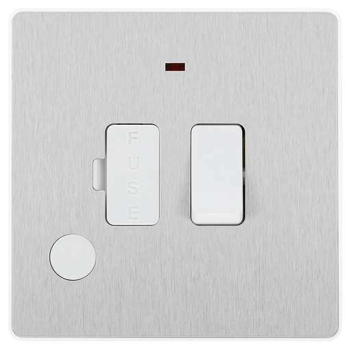 BG Electrical Evolve Brushed Steel - Switched and fused with indicator