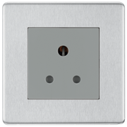 BG Electrical Flatplate Screwless Brushed Steel - 5A, single, unswitched, round pin
