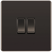 BG Electrical Flatplate Screwless Black Nickel - Double 2 way switch