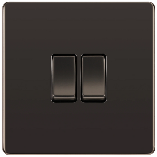BG Electrical Flatplate Screwless Black Nickel - Double 2 way switch