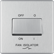 BG Electrical Flatplate Screwless Brushed Steel - Triple pole fan isolator