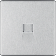 BG Electrical Flatplate Screwless Brushed Steel - Single, RJ11 telephone socket